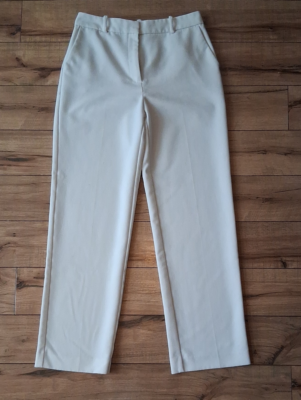Zara Women's High Waist Off White Wide Leg Suit Pants With Pockets Size M